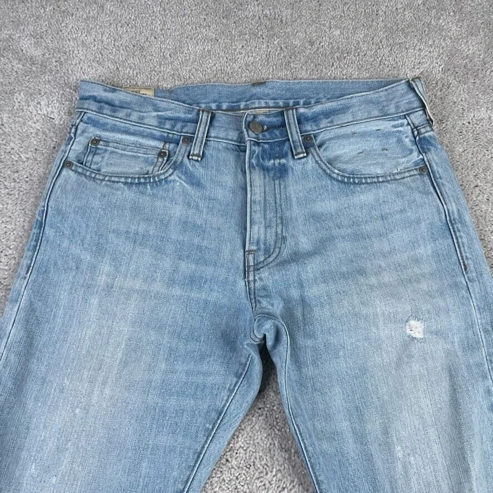 J Crew Mens Jeans 30x32 Blue 484 Slim Fit Kaihara Japanese Denim Ripped Distress